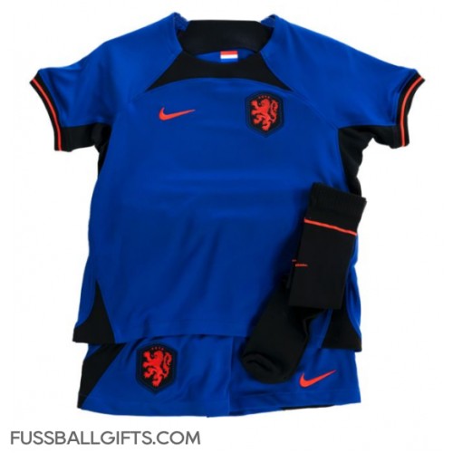 Niederlande Fußballbekleidung Auswärtstrikot Kinder WM 2022 Kurzarm (+ kurze hosen)